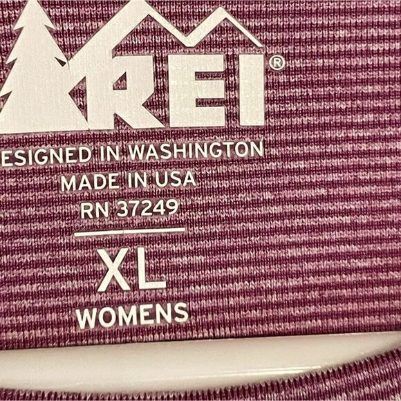 REI Performance Tee Long Sleeve Crew Neck Stretchy Women's XL Pink Gray Stripes - Picture 9 of 12